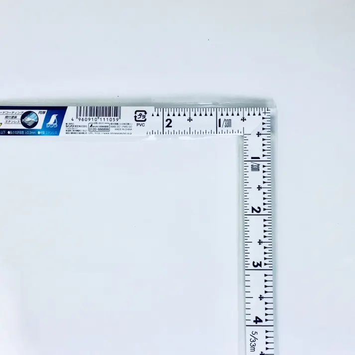 曲尺同厚 ホワイト 1尺/30cm 併用目盛 名作 11105