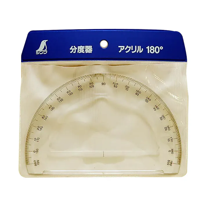 分度器 アクリル製180度 15cm 半円 74918