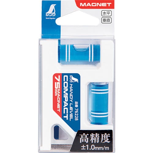 シンワ測定 ハンディレベル コンパクト 75mmマグネット付 76228 樹脂製水平器 シンワ測定 ハンディレベル コンパクト 75mmマグネット付 76228 樹脂製水平器