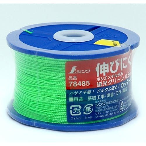 CAINZ-DASH】シンワ測定 ポリエステル水糸 リール巻蛍光グリーン 太 0
