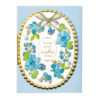 日本ホールマーク 多目的カード ダイカット リボンブルーフラワー