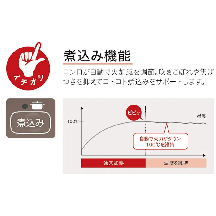 パロマ ガステーブル 都市ガス 13A用 IC-S809BHA-L 左強火 片面水無し 温度キープ機能付