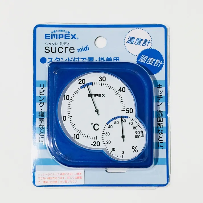 エンペックス 温湿度計 シュクレ・ミディ ブルー TM-5606