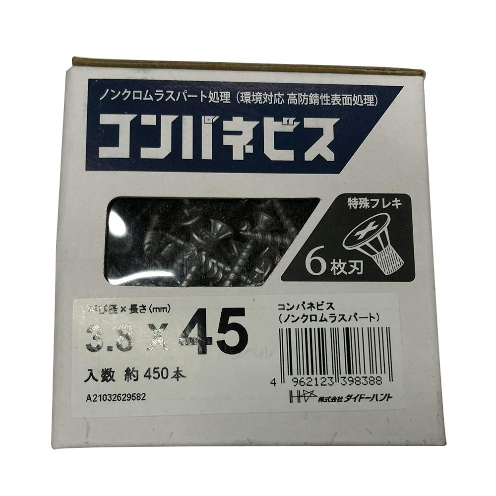 コンパネビス ノンクロムラスパート処理 3.8×45mm 小箱 コーススレッド コンパネビス ノンクロムラスパート処理 3.8×45mm 小箱 コーススレッド