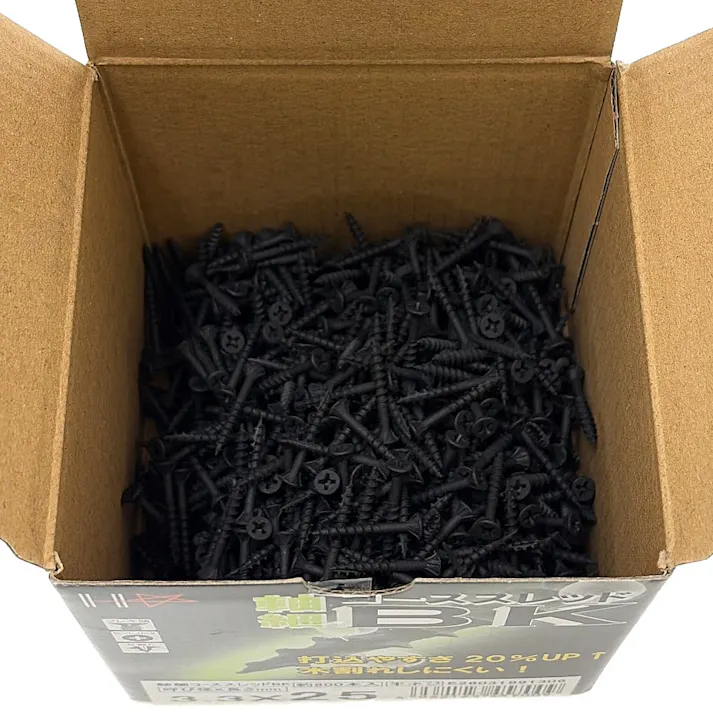 小箱 軸細コーススレッドBK 3.3×25mm ブラック 800本