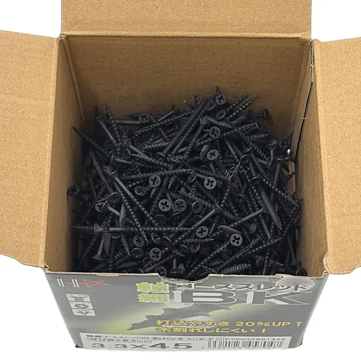 小箱 軸細コーススレッドBK 3.3×45mm ブラック 400本