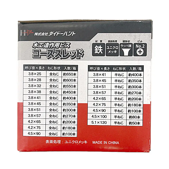 コーススレッド 全ネジ 木工造作用ビス 4.2×75mm 約180本 小箱