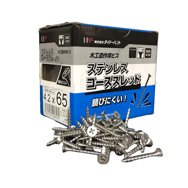 コーススレッド ステンレス 半ネジ 木工造作用ビス 4.2×65mm 約300本