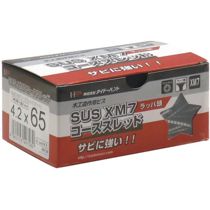 【CAINZ-DASH】ダイドーハント ステンレス (SUS ×M7) コーススレッド ラッパ頭 4.2×65 (約240本入) 00049728【別送品】