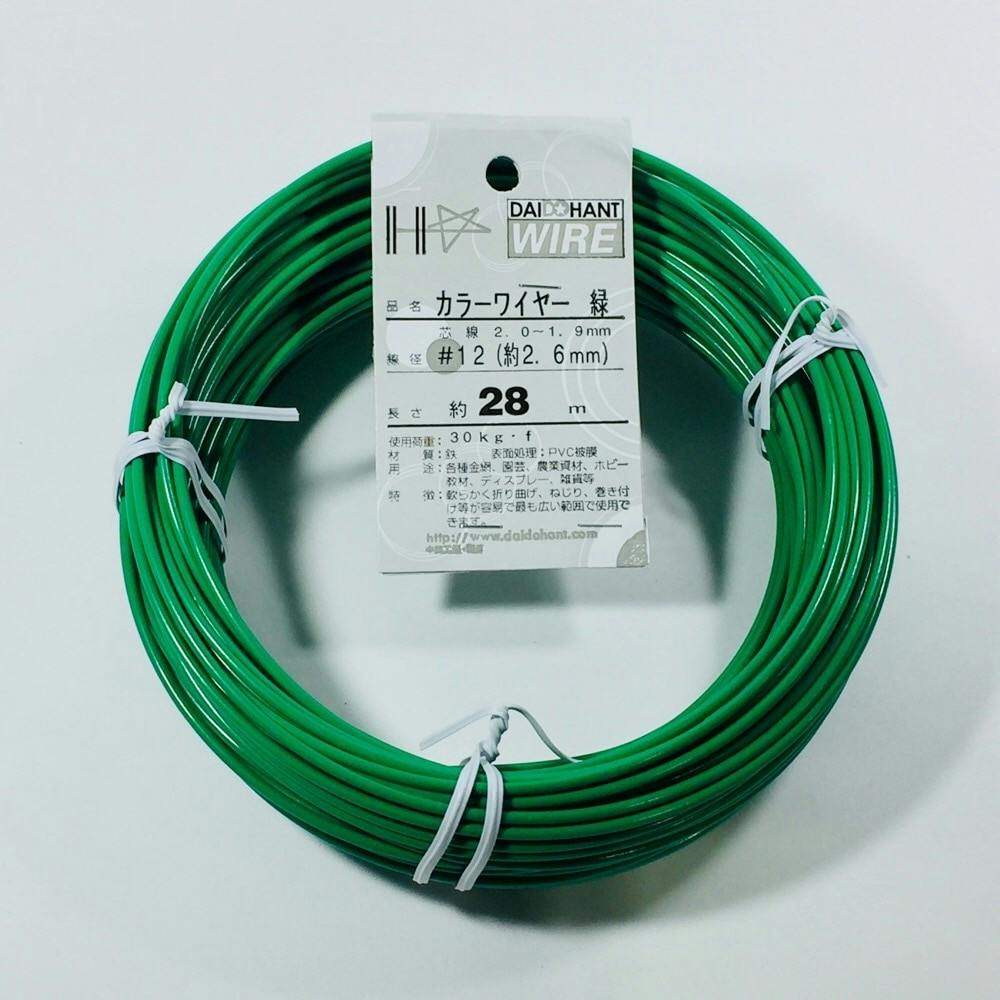 カラー針金＃12×28mミドリ