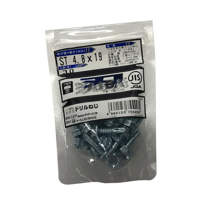 刃JIS ドリルねじ UK 六角頭 4.8×19mm 30本