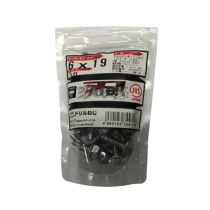 刃JIS ドリルねじ ST 六角頭 6.0×19mm 30本