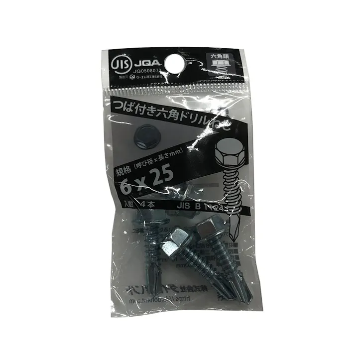 刃JIS ドリルねじ UK 六角頭 6.0×25mm 4本