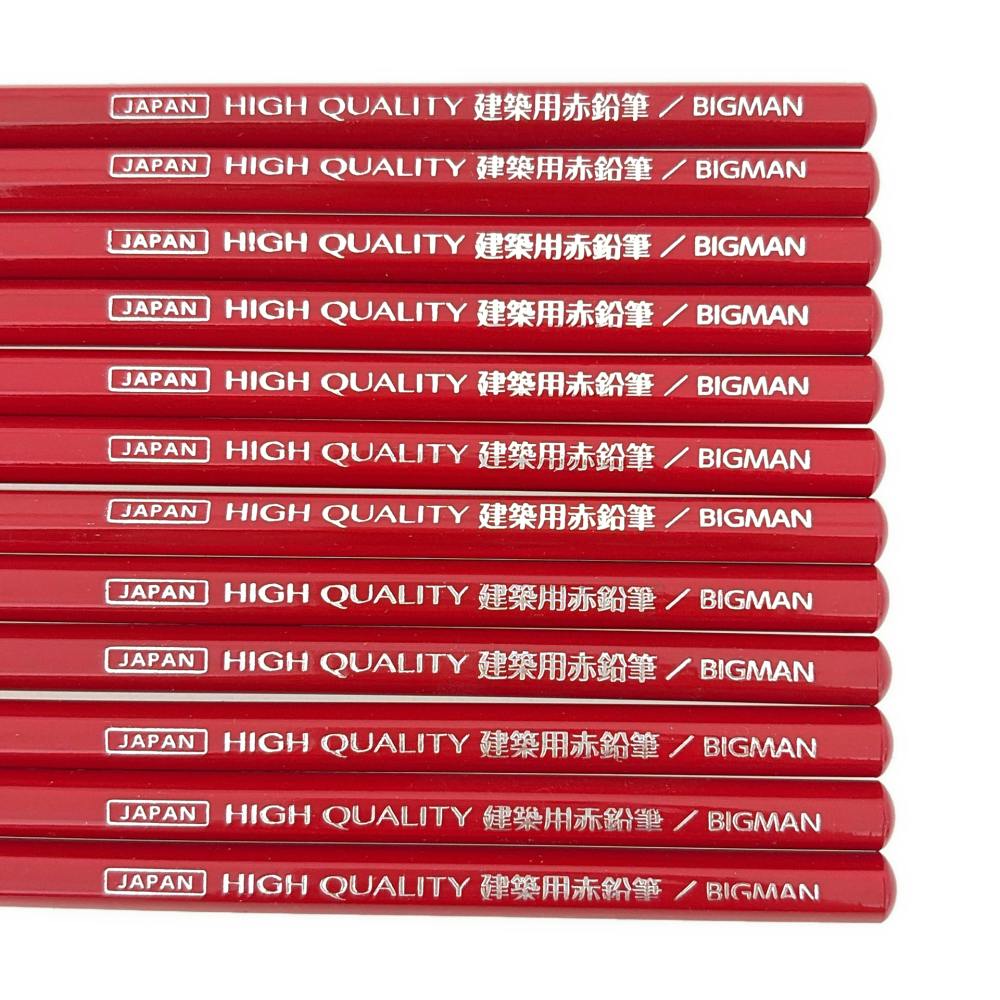 ビッグマン Bigman 建築用鉛筆 赤 BAP-R12 12本入 | 作業工具・作業
