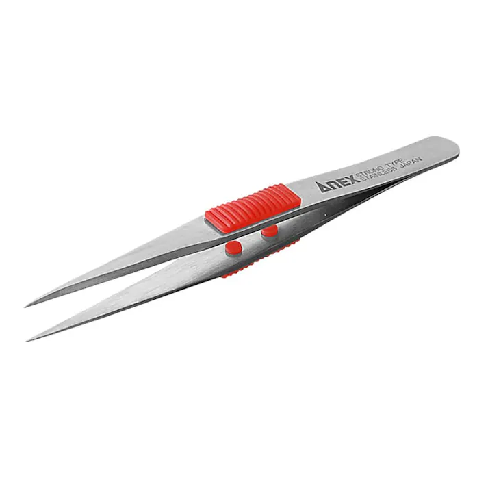 ANEX アネックス ラバーグリップ付ステンレスピンセット 強力型 120mm No210