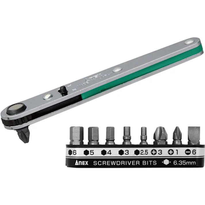 【CAINZ-DASH】アネックスツール ストレート型オフセットラチェットドライバービット9本組 425-9B【別送品】