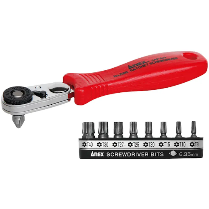 【CAINZ-DASH】アネックスツール コンパクトビット・ラチェット52 超短ヘクスローブビットセット ストレート型 525-9T【別送品】