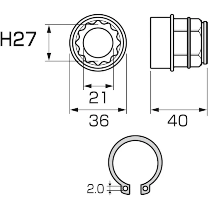 【CAINZ-DASH】アネックスツール オフセットアダプター30mm 専用ソケット H27mm AOA-3027【別送品】