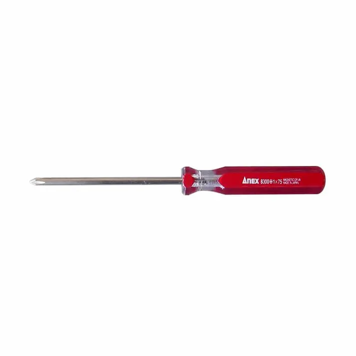 ANEX アネックス 樹脂柄ドライバー フォーラインドライバー 細軸タイプ 刃先+1mm×軸長75 全長148mm 8300-1-75
