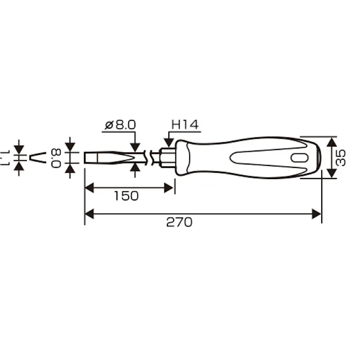 【CAINZ-DASH】兼古製作所 スーパーフィット貫通ドライバー -8×150 先端ギザ 1550-8-150【別送品】
