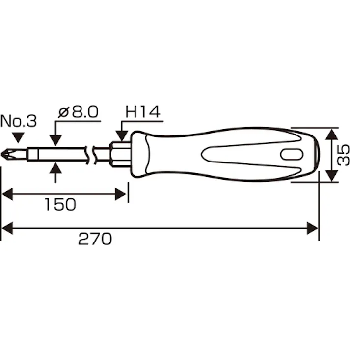 【CAINZ-DASH】兼古製作所 スーパーフィットACR貫通ドライバー +3×150 1550-3-150【別送品】