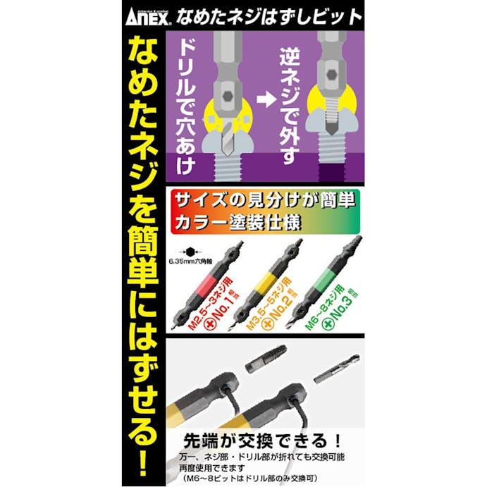 なめたネジはずしビット 1本組 M6 8mmネジ用 Anh 365 ホームセンター通販 カインズ