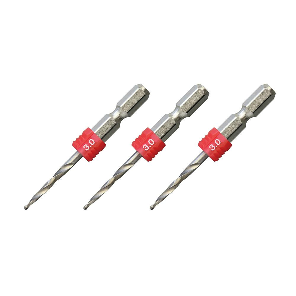 ANEX グリップ付下穴錐ショート 赤色 3.0mm AGKS3-030 3本組 | 電動