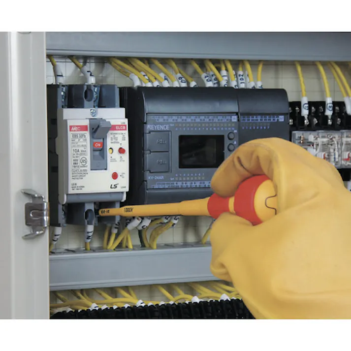 【CAINZ-DASH】アネックスツール 絶縁ドライバー 刃先+2×軸長100mm 先端軸径Φ5mm 全長217mm 7920-2-100【別送品】