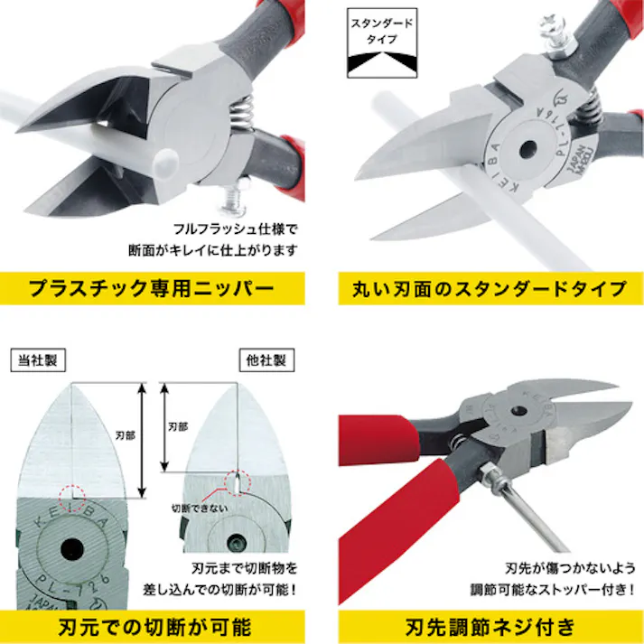 【CAINZ-DASH】マルト長谷川工作所 プラスチック用ニッパー 刃先調節ネジ付(刃先形状スタンダード)150 PL-716A【別送品】
