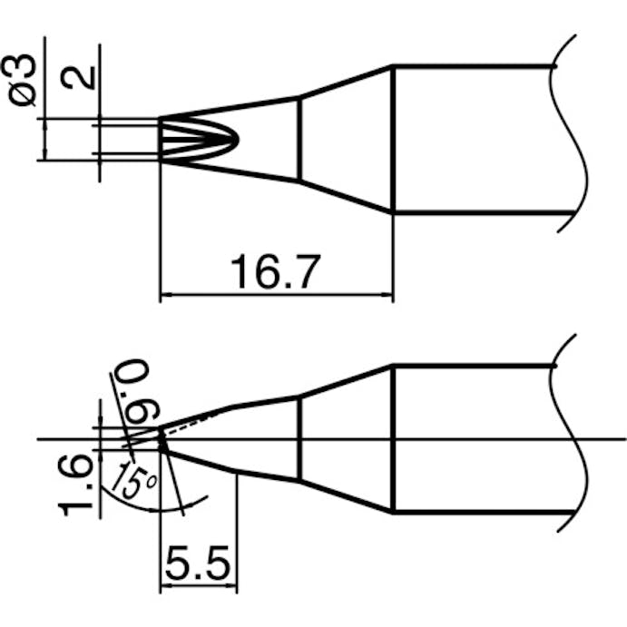 【CAINZ-DASH】白光 ステーション型はんだこて用交換こて先　溝付　こて先径Φ３．０ｍｍ T33-1610【別送品】