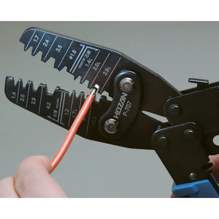 【CAINZ-DASH】ホーザン 手動圧着工具(オープンバレル端子用) 全長230mm P-707【別送品】