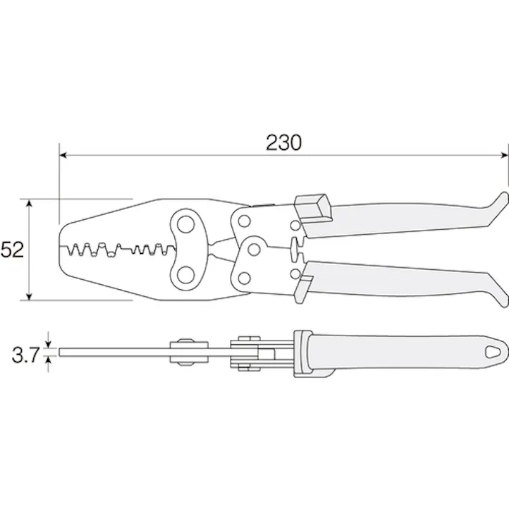 【CAINZ-DASH】ホーザン 手動圧着工具(オープンバレル端子用) 全長230mm P-707【別送品】