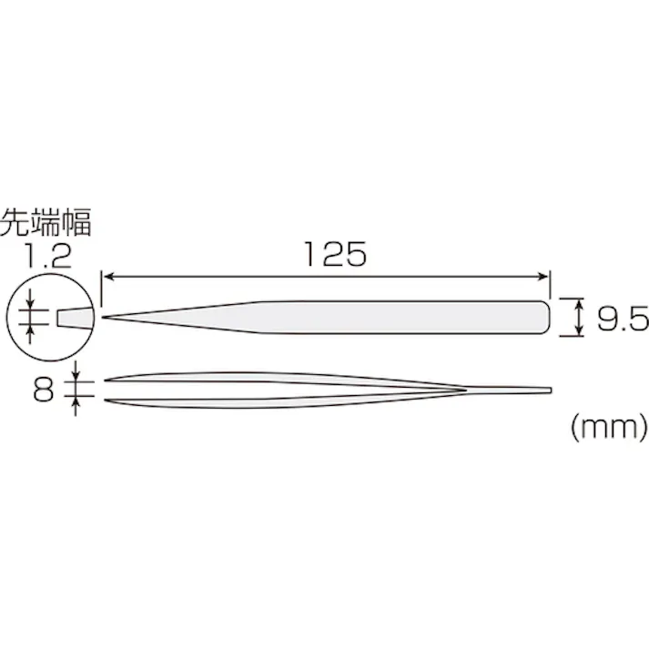 【CAINZ-DASH】ホーザン ピンセット 125mm 厚肉型 P-892【別送品】