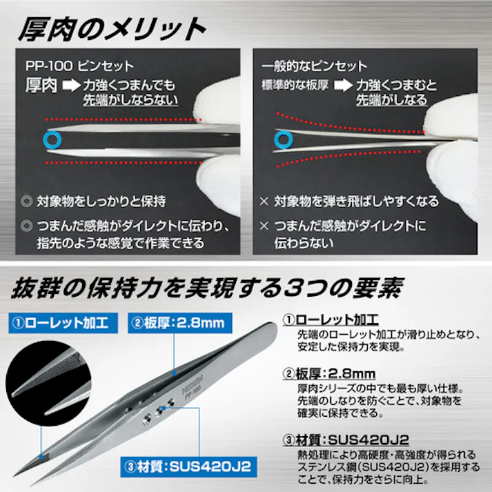 【CAINZ-DASH】ホーザン ピンセット 全長125mm PP-100【別送品】