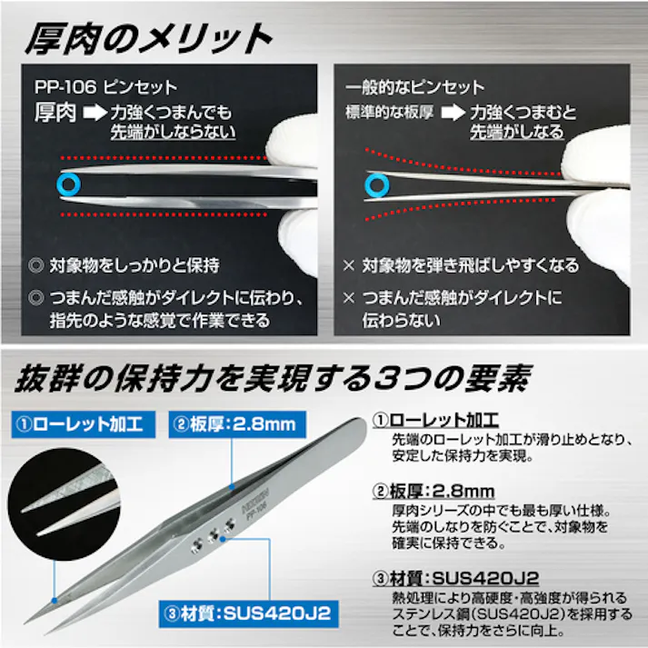 【CAINZ-DASH】ホーザン ピンセット 全長125mm PP-106【別送品】