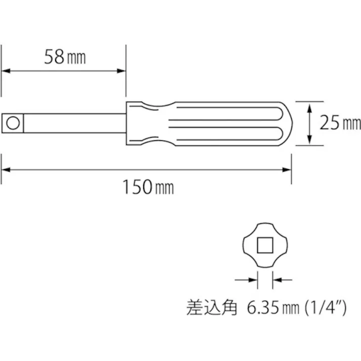 【CAINZ-DASH】ロブテックス ドライバ-ガタハンドル 1/4 DH2150【別送品】
