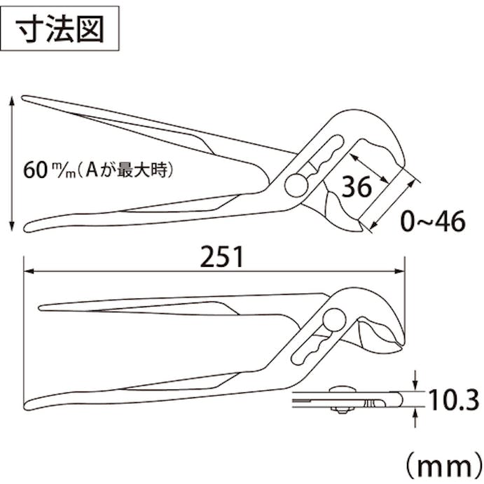 【CAINZ-DASH】ロブテックス ウォーターポンププライヤ（バネ付）　２５０ｍｍ WP250S【別送品】