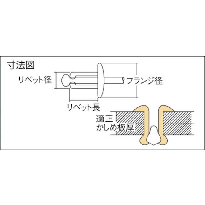 【CAINZ-DASH】ロブテックス ブラインドリベット（ステンレス／スティール製）　８－４（５００本入）　箱入 NSS84【別送品】