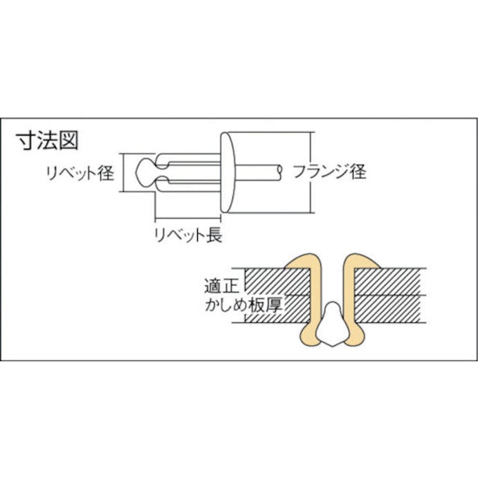 【CAINZ-DASH】ロブテックス ブラインドリベット（アルミニウム／ステンレス製）　８－１２（５００本入）　箱入 NTA812【別送品】