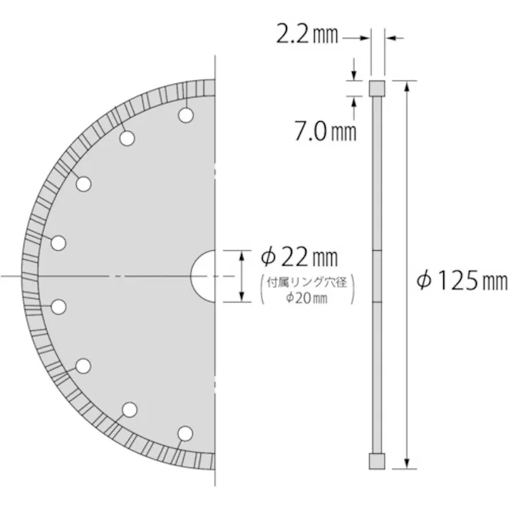 【CAINZ-DASH】ロブテックス ダイヤモンドカッター ウェーブレーザー(乾式) 125mm WL125【別送品】