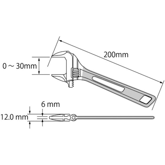 【CAINZ-DASH】ロブテックス ハイブリッドモンキーレンチ　スケルトン　グリーン　２００ｍｍ UM30G【別送品】