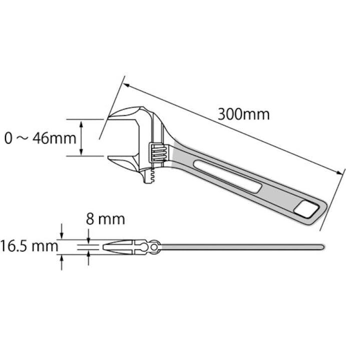 【CAINZ-DASH】ロブテックス ハイブリッドモンキーレンチ　スケルトン　ブルー　３００ｍｍ UM46B【別送品】