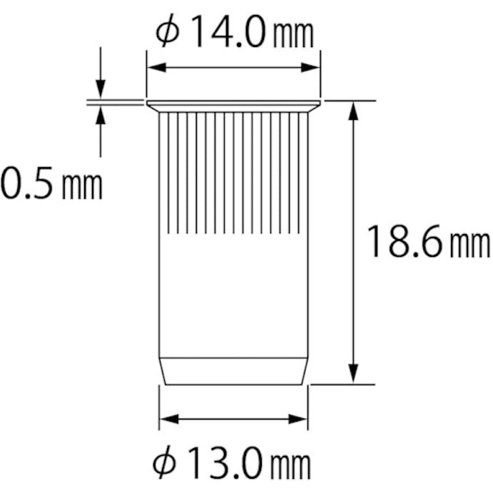 【CAINZ-DASH】ロブテックス ローレットナット（薄頭・スティール製）　板厚４．０　Ｍ１０×１．５（５００個入） NSK10MR【別送品】