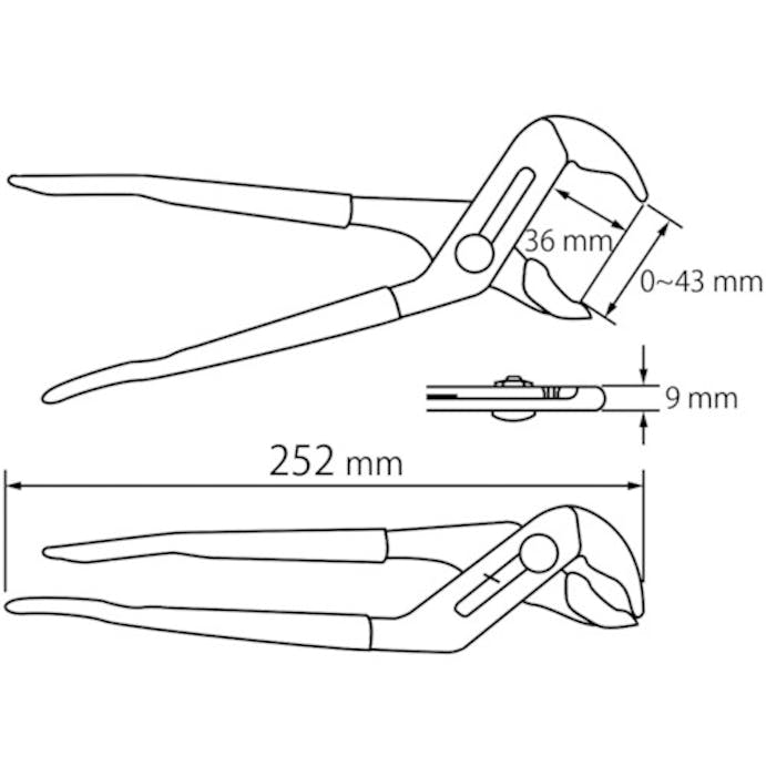 【CAINZ-DASH】ロブテックス ウォーターポンププライヤー“ポンプラスケルトン”　ブルー　２５２ｍｍ WP250HB【別送品】