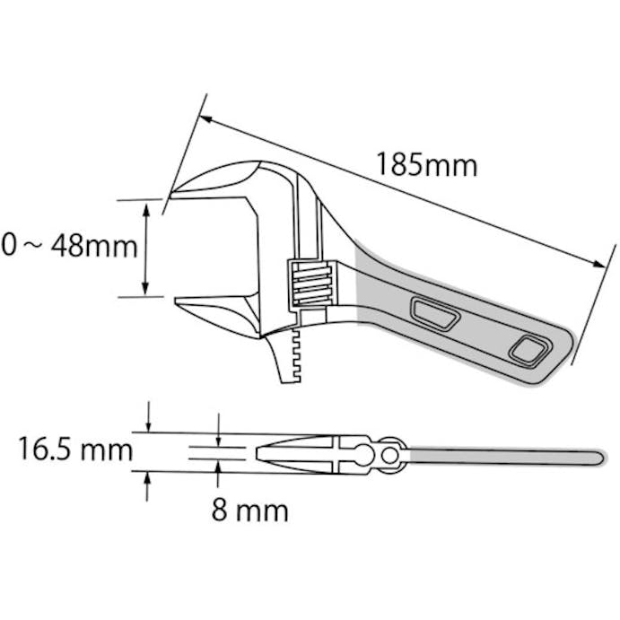 【CAINZ-DASH】ロブテックス ポケットモンキーレンチ　ブルー　１８５ｍｍ UM48SB【別送品】