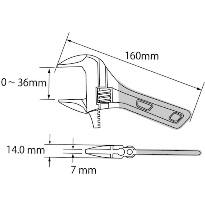 【CAINZ-DASH】ロブテックス ポケットモンキーレンチ　バイオレット　１６０ｍｍ UM36SV【別送品】