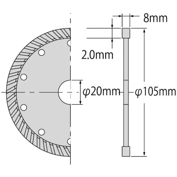 【CAINZ-DASH】ロブテックス ダイヤモンドカッター (乾式)切断王 ウェーブタイプ 105mm WA105【別送品】