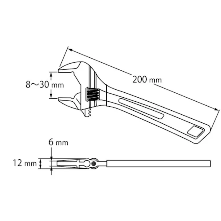 【CAINZ-DASH】ロブテックス ハイブリットモンキーレンチX グリップ 200mm UM30XD【別送品】