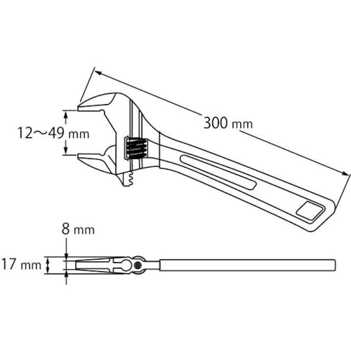 【CAINZ-DASH】ロブテックス ハイブリッドモンキーレンチＸ　グリップ　３００ｍｍ UM49XD【別送品】