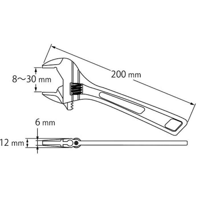 【CAINZ-DASH】ロブテックス ハイブリットモンキーレンチＸ　ガタレス　２００ｍｍ UM30XG【別送品】